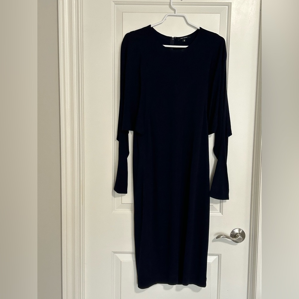 PINK TARTAN quiet luxury navy batwing dress size M